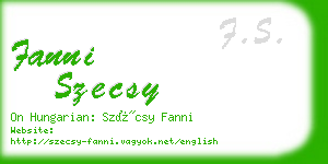 fanni szecsy business card